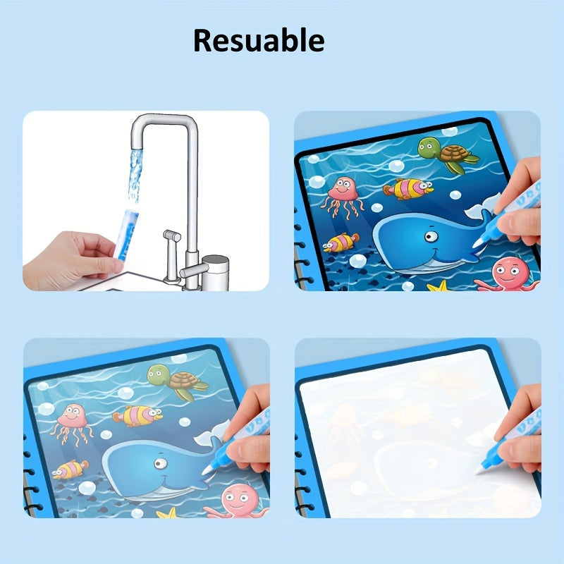 Water Drawing Book for Kids 3 Plus Reusable Water Pad with Water Pen in Multiple Colors