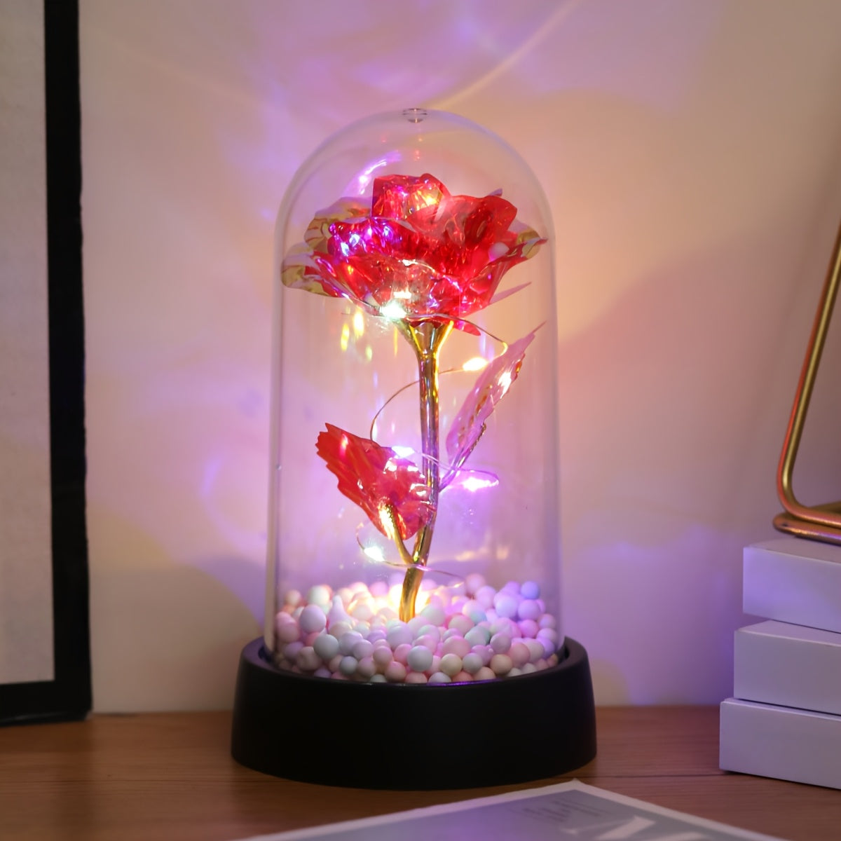 LED Rose Flower Night Light Battery Operated for Bedroom Decor Gifts