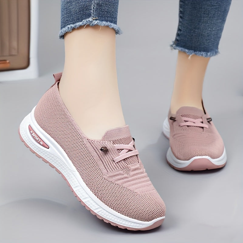Women's Breathable Knit Slip-On Sneakers with Non-Slip Durable Soles for Casual Outdoor Walking