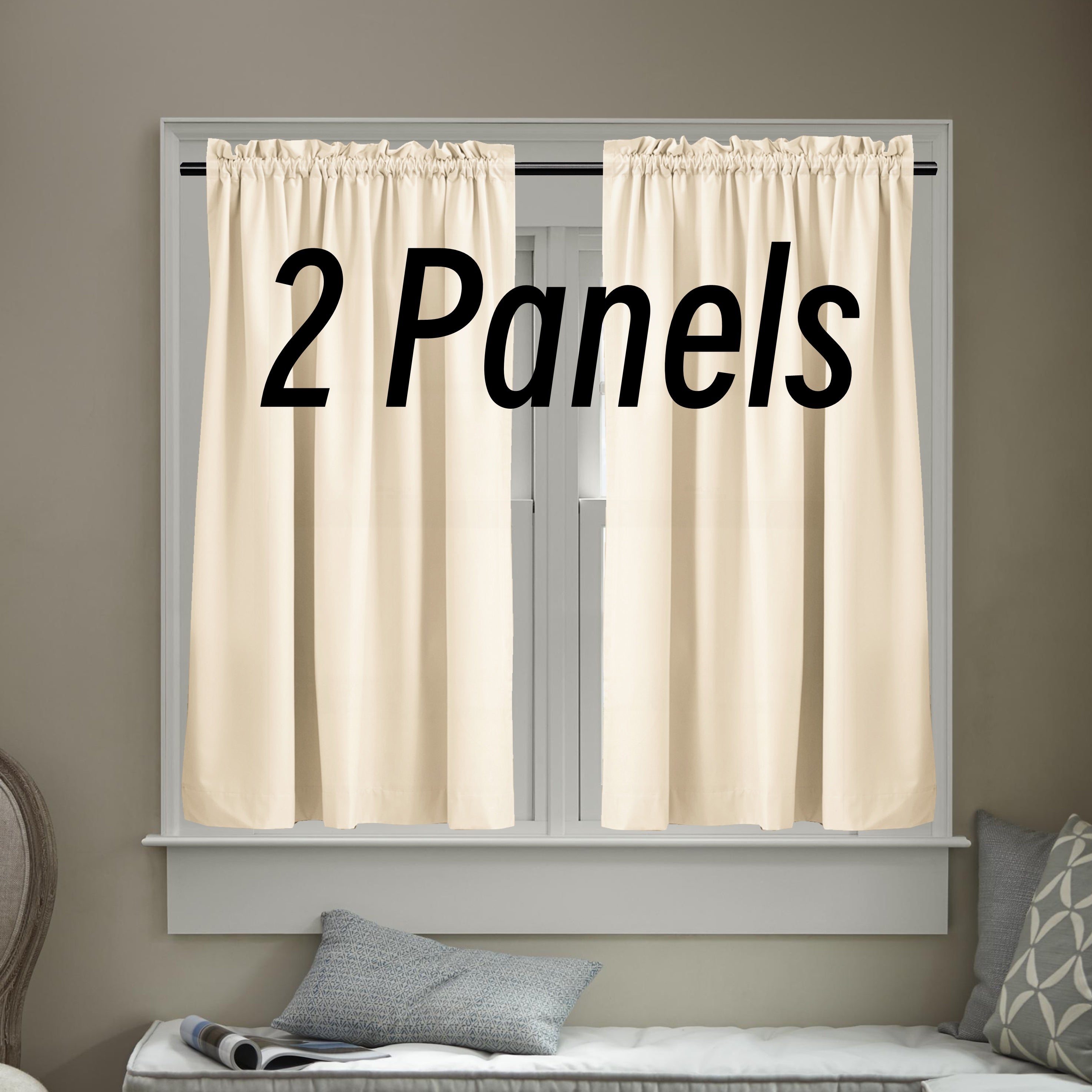 Solid Color Rod Pocket Curtains for Living Room and Bedroom Light Filtering Set of Two
