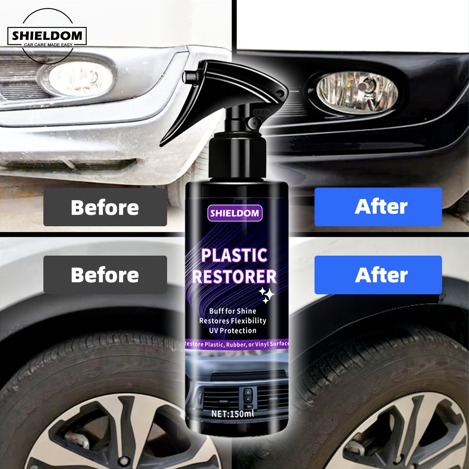 Plastic Restorer Spray for Car Interior Dashboard and Seat Cleaning 5oz