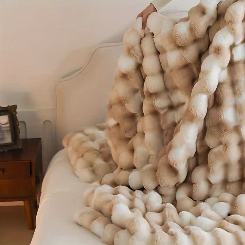 Faux Fur Blanket Soft Warm All-Season for Bedroom Office Travel and Home Decor