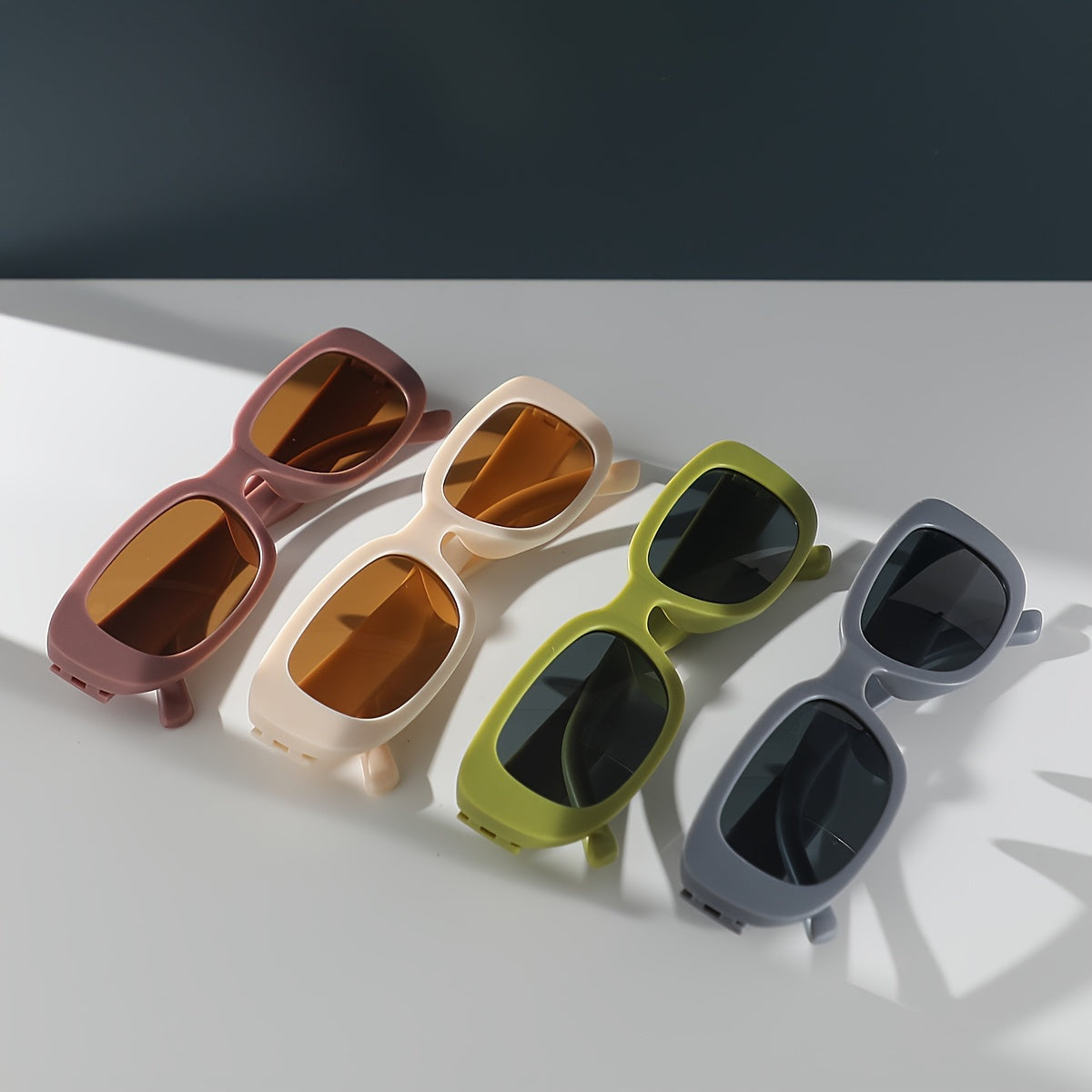 Women's Plastic Square Sunglasses Set 4 Pairs Candy Colors for Festivals and Vacation