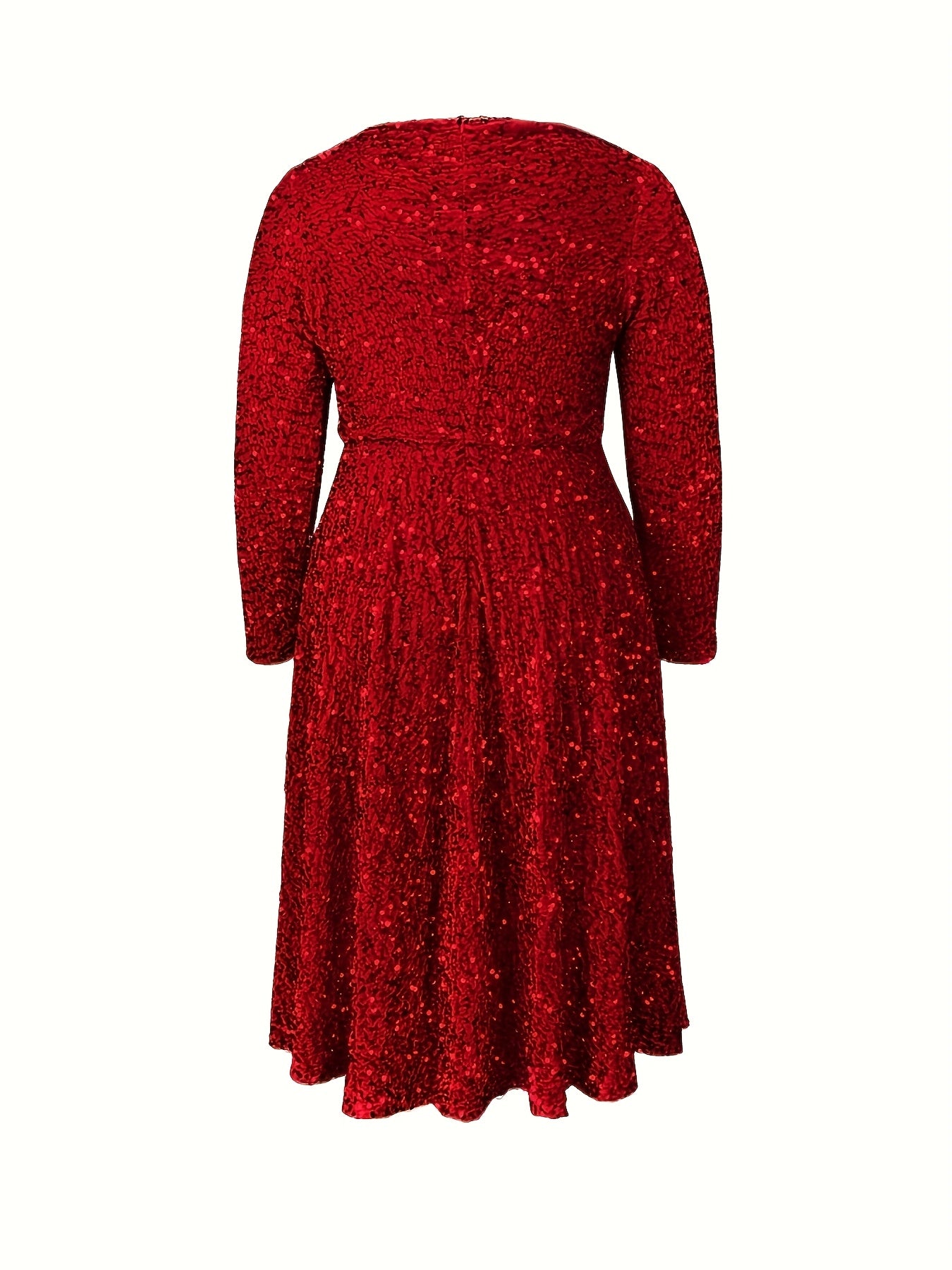 Women's Elegant Sequin A-Line Formal Party Dress with Long Sleeves