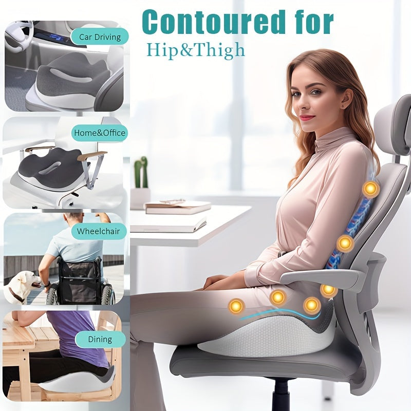 Cojín de espuma viscoelástica para oficina y coche para dolor de espalda, ciática, antideslizante, soporte para cadera