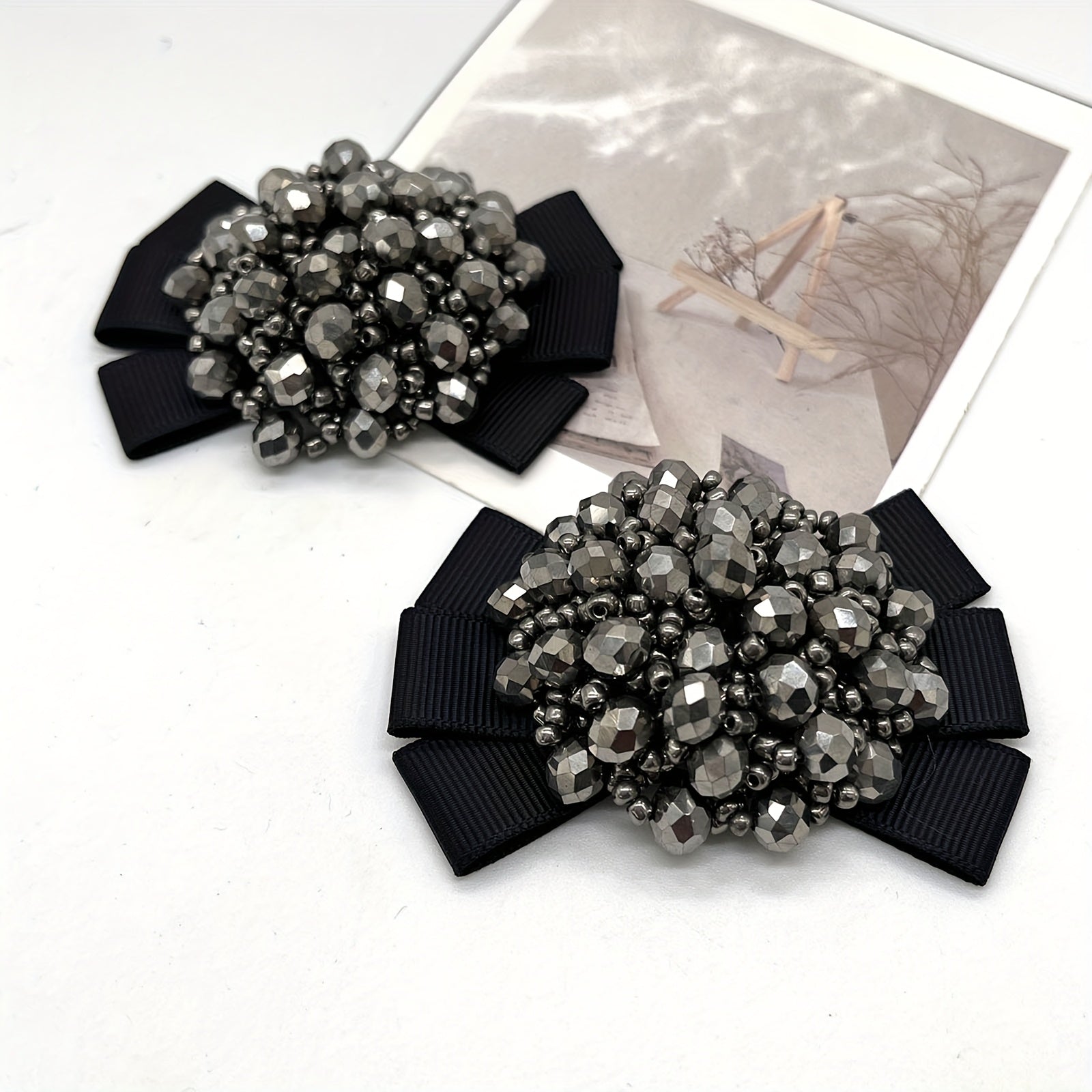 Women Beaded Bow Shoe Clips Detachable Sparkling Multicolor Shoe Accessories