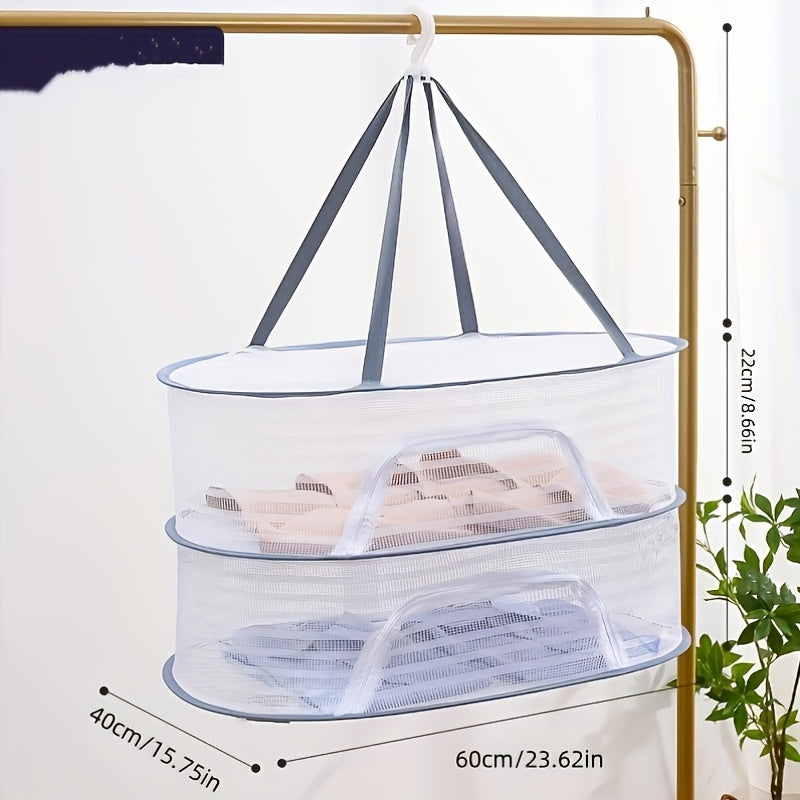 Foldable Mesh Drying Rack with Zipper for Food Dehydration 1-3 Tier Fruit Vegetable Herbs