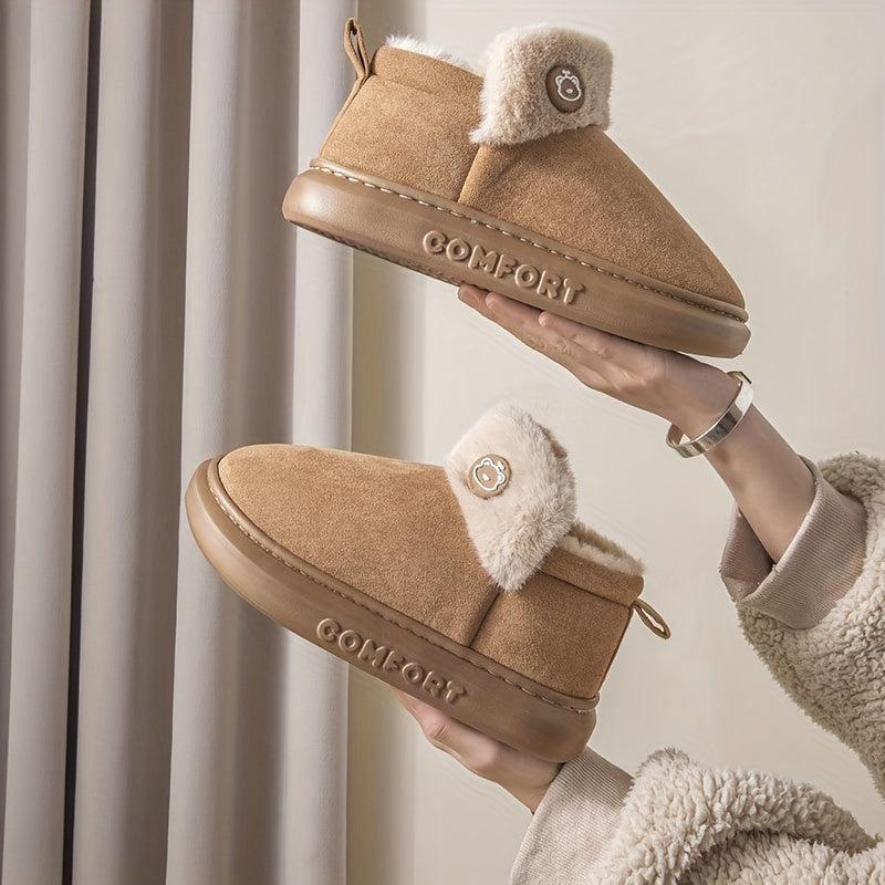 Женские тапочки с флисовой подкладкой для зимы, для дома и улицы, снегоступы, однотонные