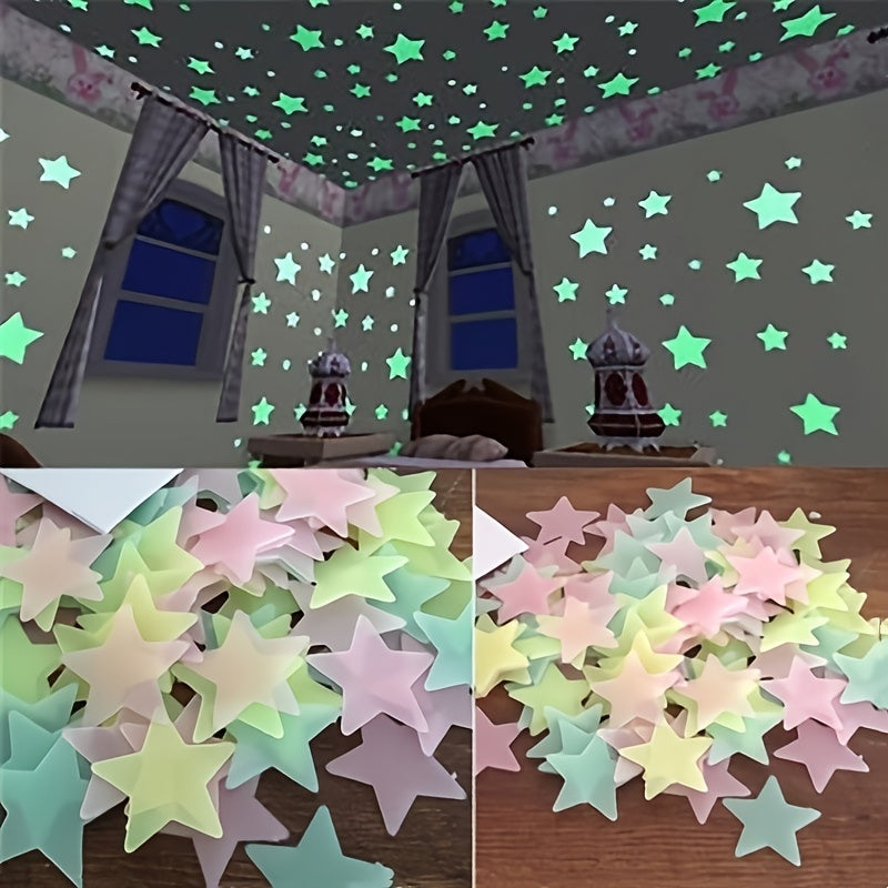 100pcs Luminous Star Wall Stickers for Bedroom Living Room Decor