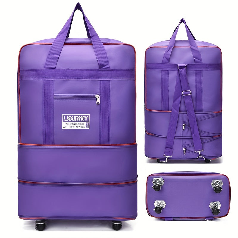 Foldable Travel Luggage Bag with Wheels Expandable Carry-On Suitcase for Business and Travel