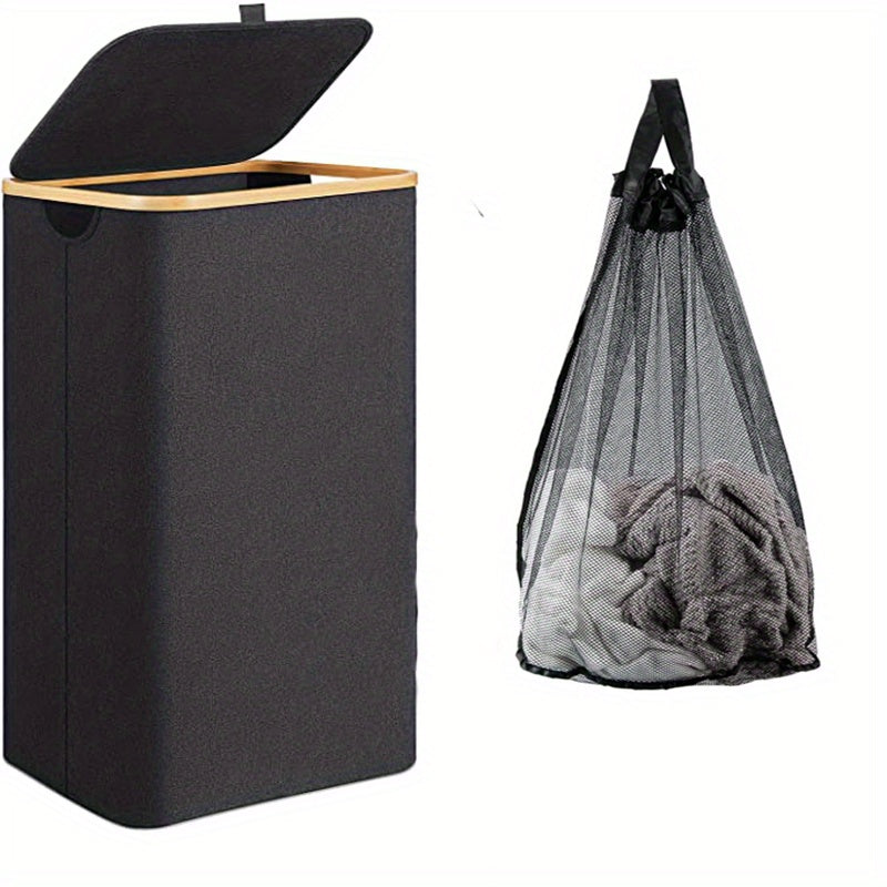 Large 110L Foldable Laundry Basket with Lid Handle and Inner Bag