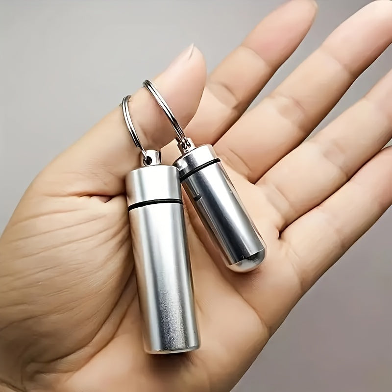 Portable Waterproof Stainless Steel Medicine Bottle With Pillbox and Sealed Cylinder