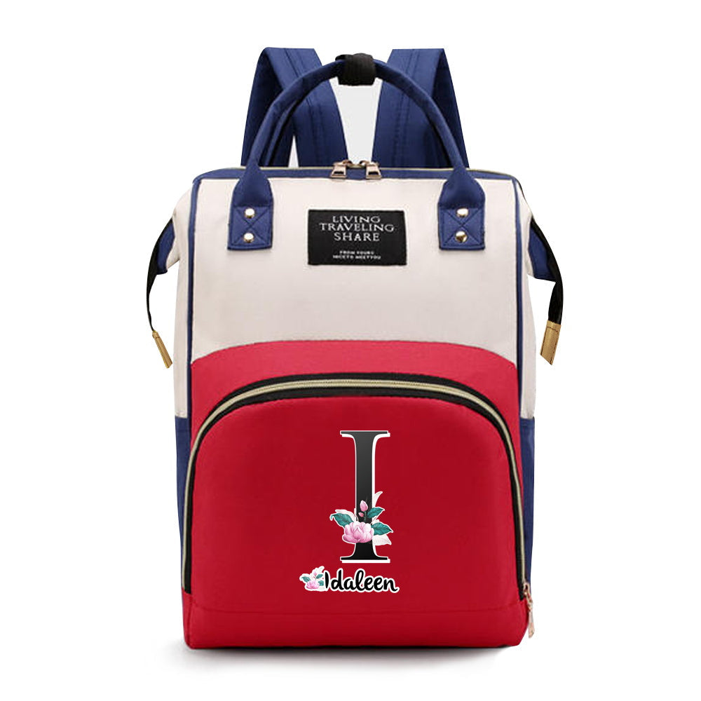 Персонализированная сумка для подгузников из оксфордской ткани с индивидуальными инициалами - Просторная сумка для мам с дизайном букв A-Z, идеальна для путешествий и повседневного использования, с карманами для бутылочек для женщин