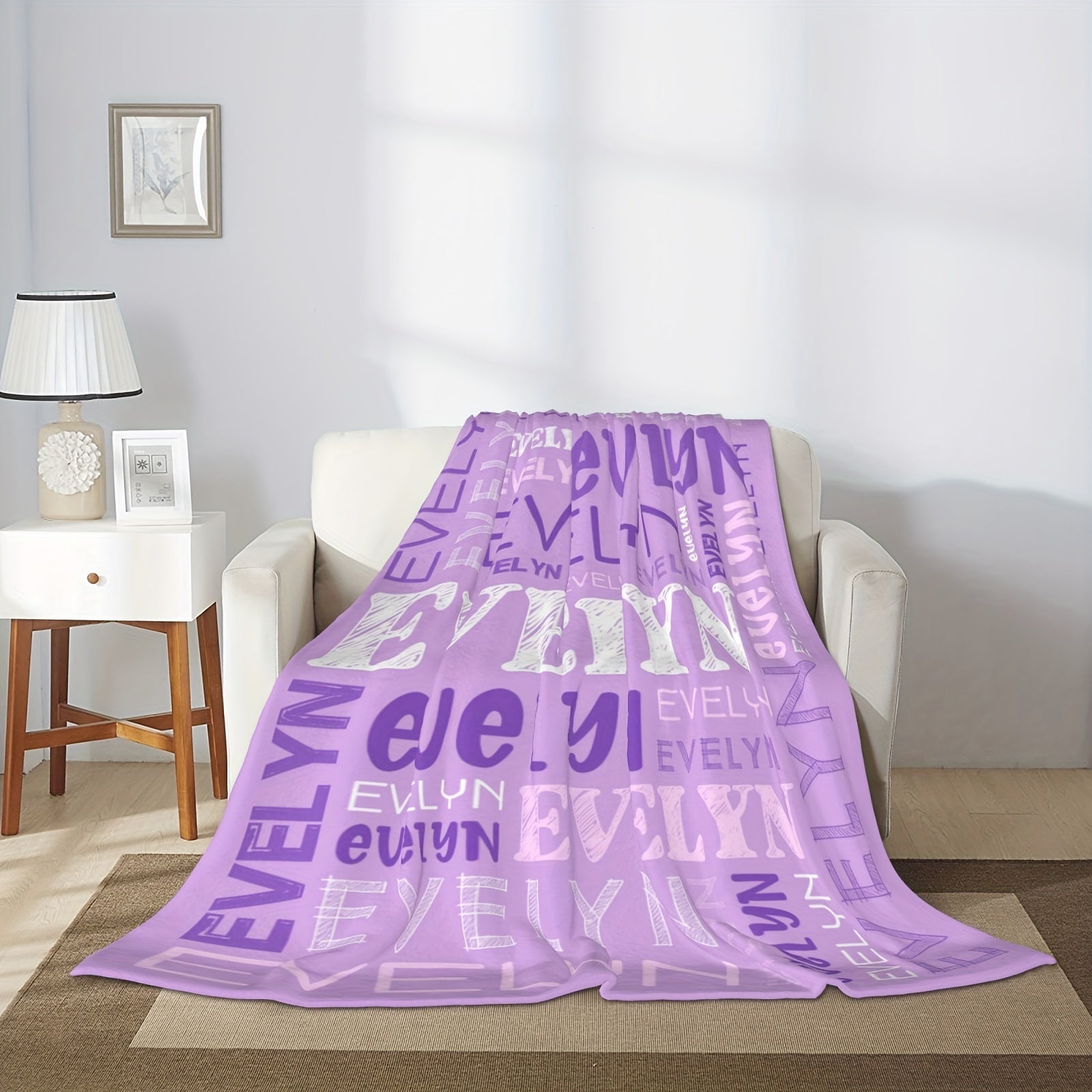 Personalized Flannel Blanket with Name Soft 100% Polyester for Adults Home Travel