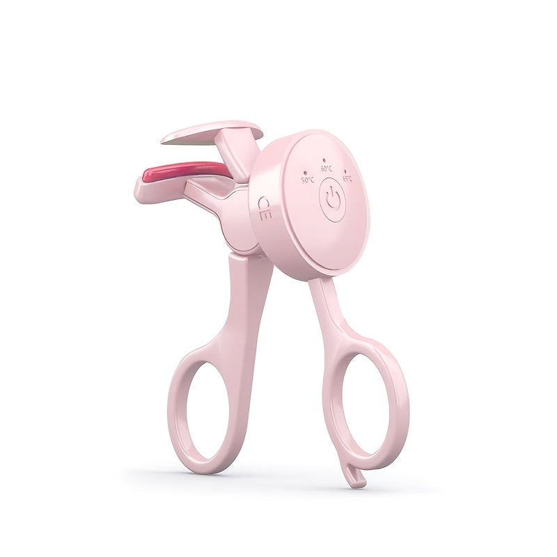 Pink USB Rechargeable Electric Eyelash Curler with 3 Temperature Settings