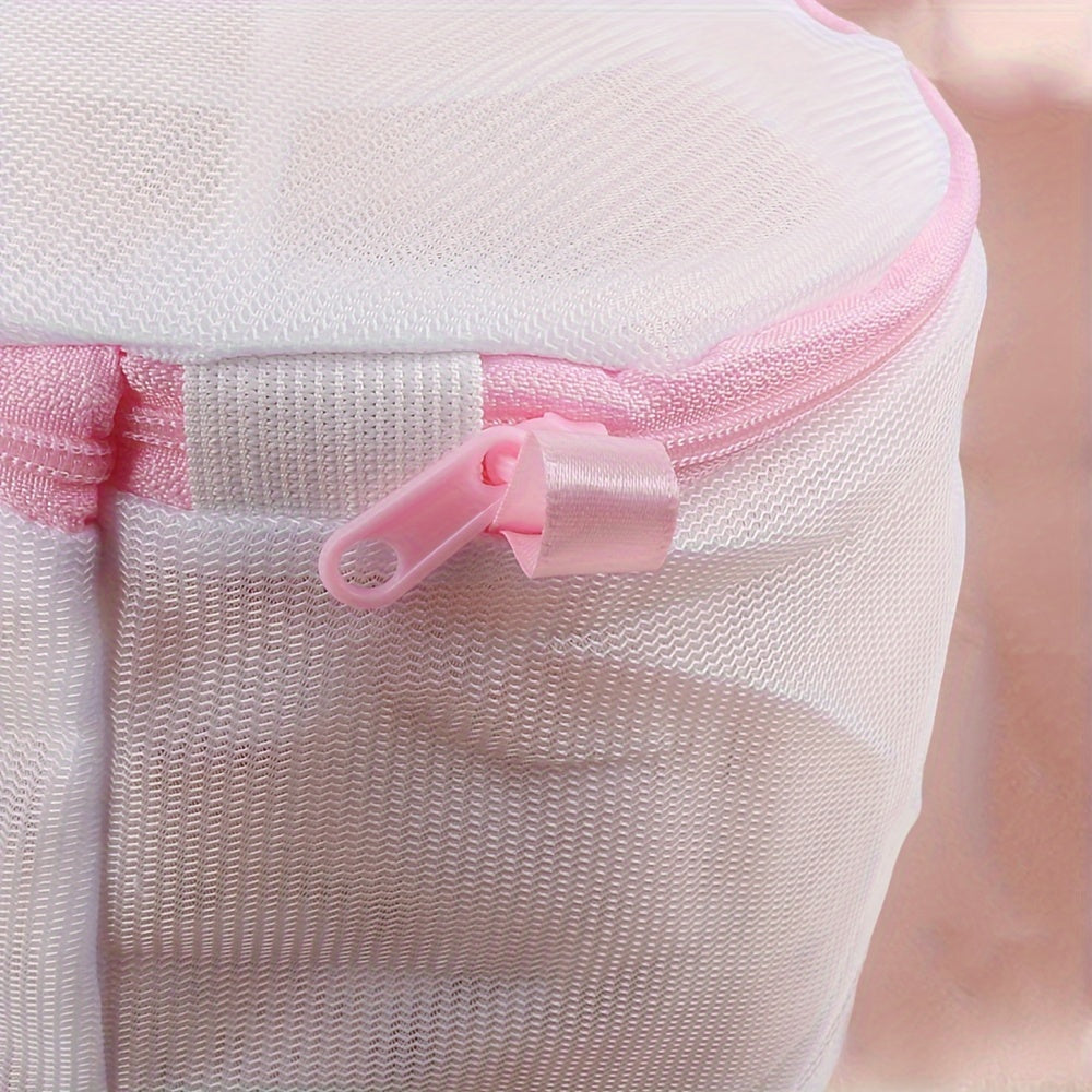 Polyester Mesh Laundry Bag for Delicates with Pink Zipper Breathable Washable Storage