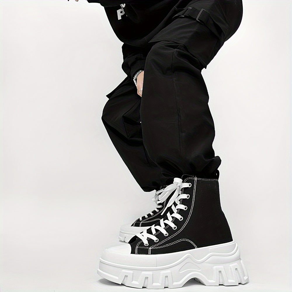 Men's High Top Chunky Sneakers with Non-Slip Rubber Sole and Durable Laces