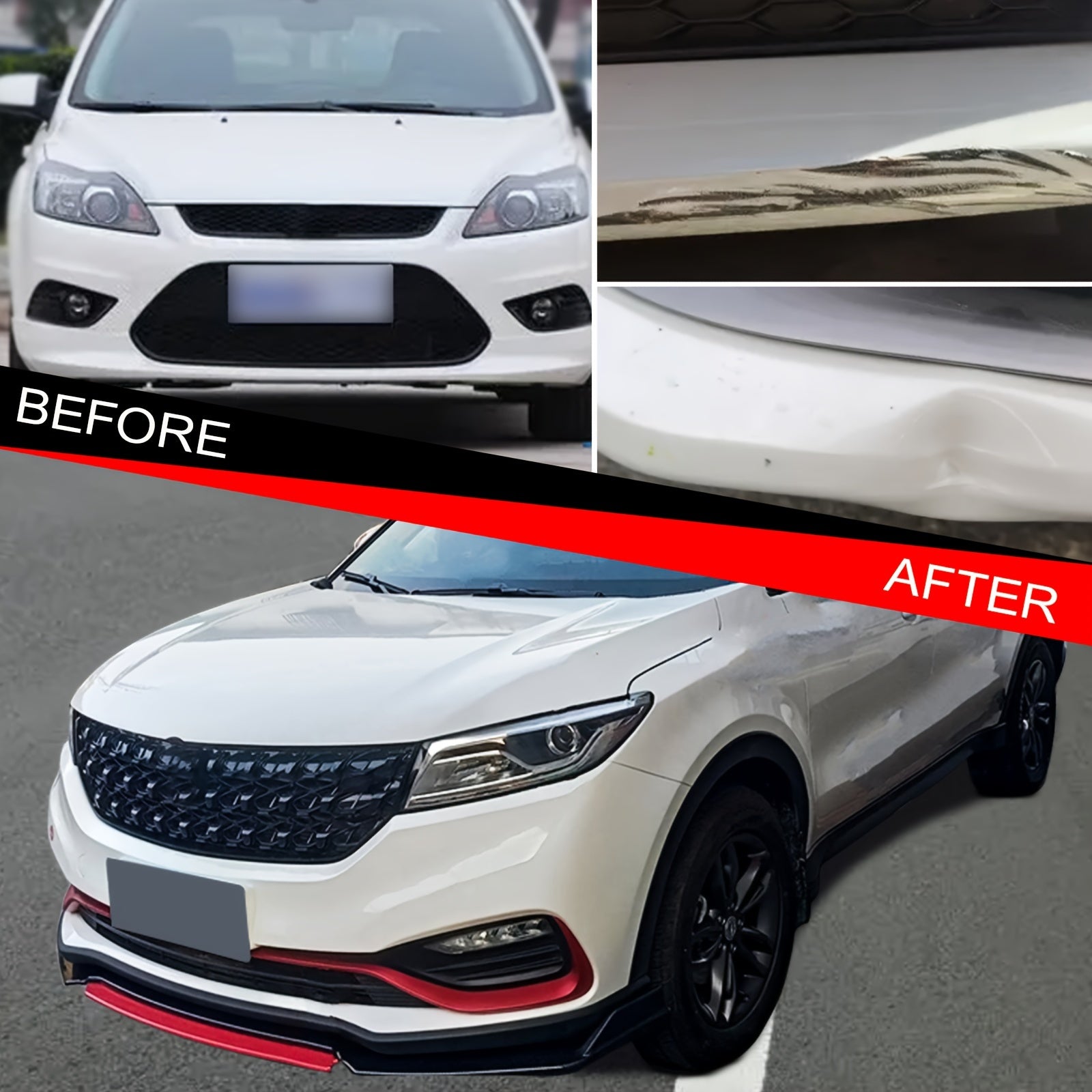 4Pcs Front Bumper Lip Spoiler Body Kit Black Red White Splitter Car Modification