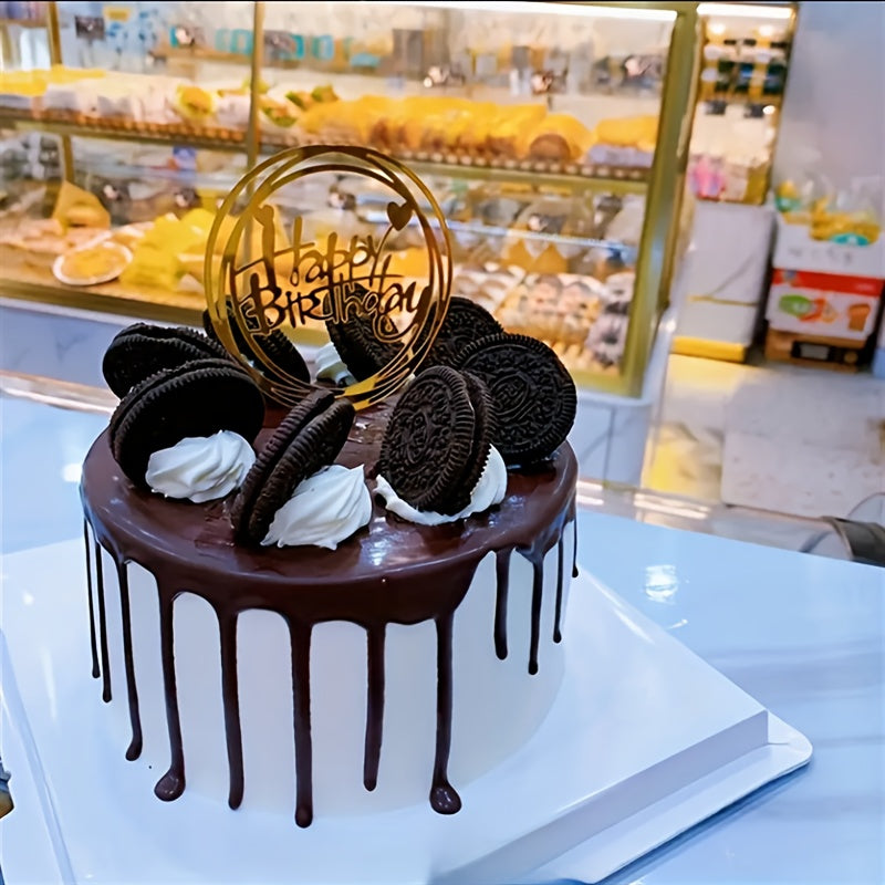 80-Piece Gold Acrylic Happy Birthday Cake Toppers Set Plastic Party Decor