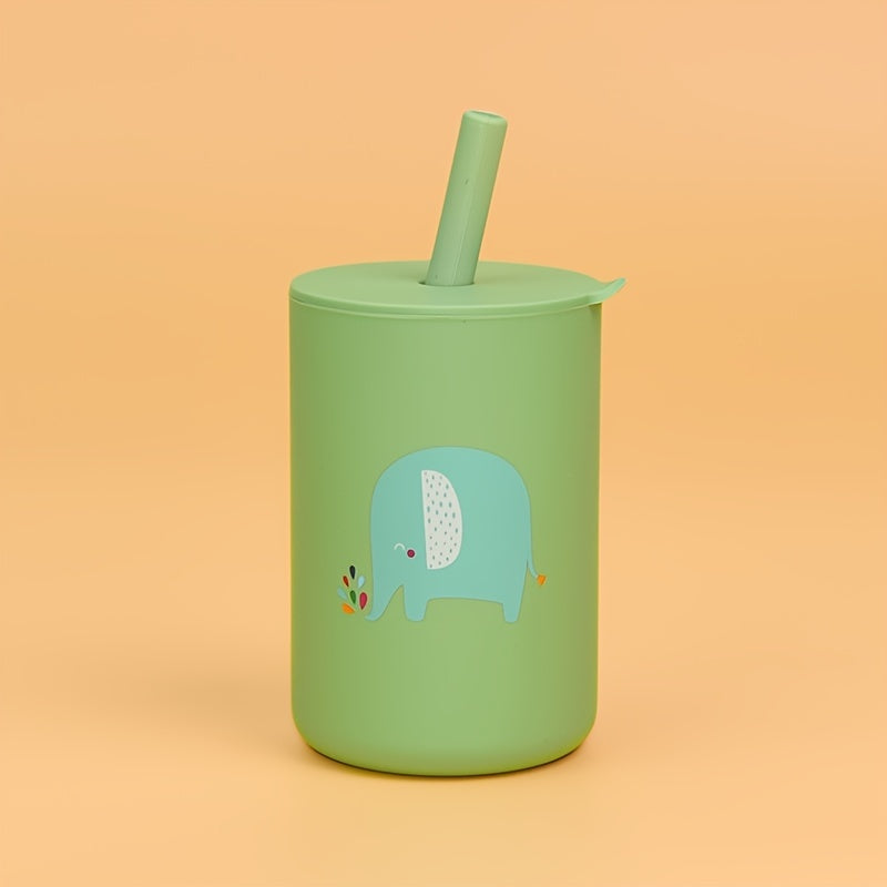 Vaso de silicona para niños de 6 oz con pajilla y tapa, libre de BPA, apto para lavavajillas, apto para microondas, en varios colores