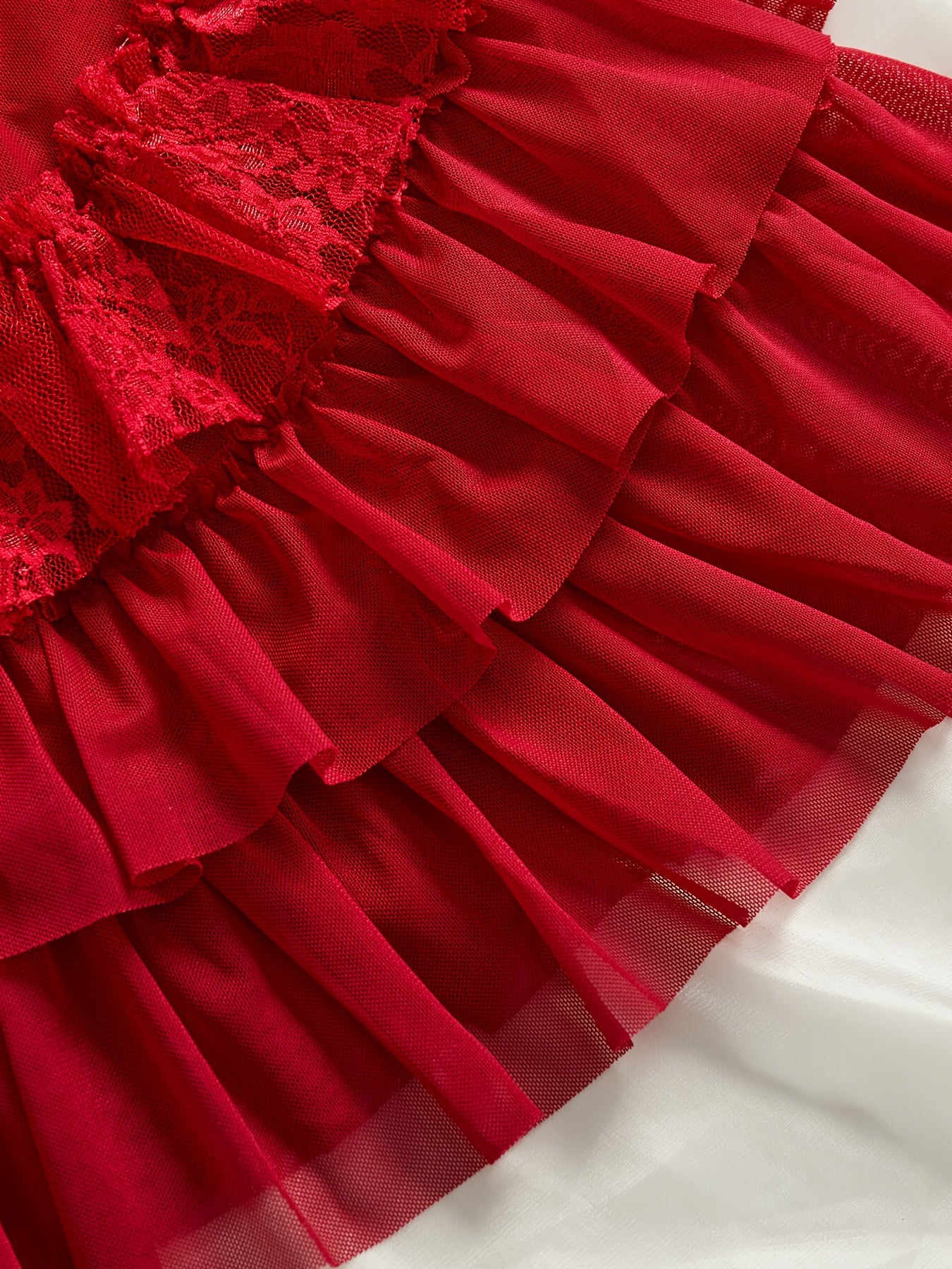 Vestido de tirantes de malla de terciopelo rojo para mujer en rojo