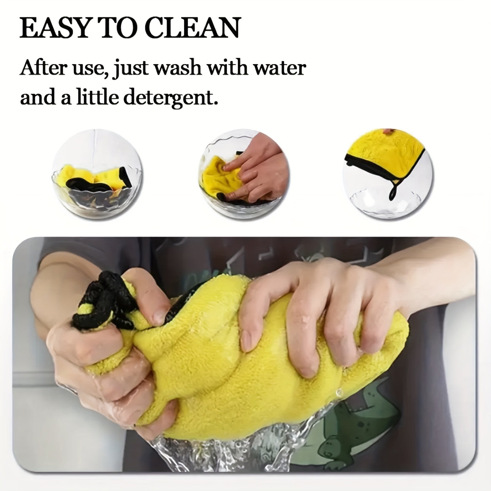 Kichik hayvonlar uchun yumshoq mikrofiber sochiq, tez quriydigan va namni yaxshi so'radigan, sariq va qora, osish halqasi bilan, 29.97 x 59.99 sm.