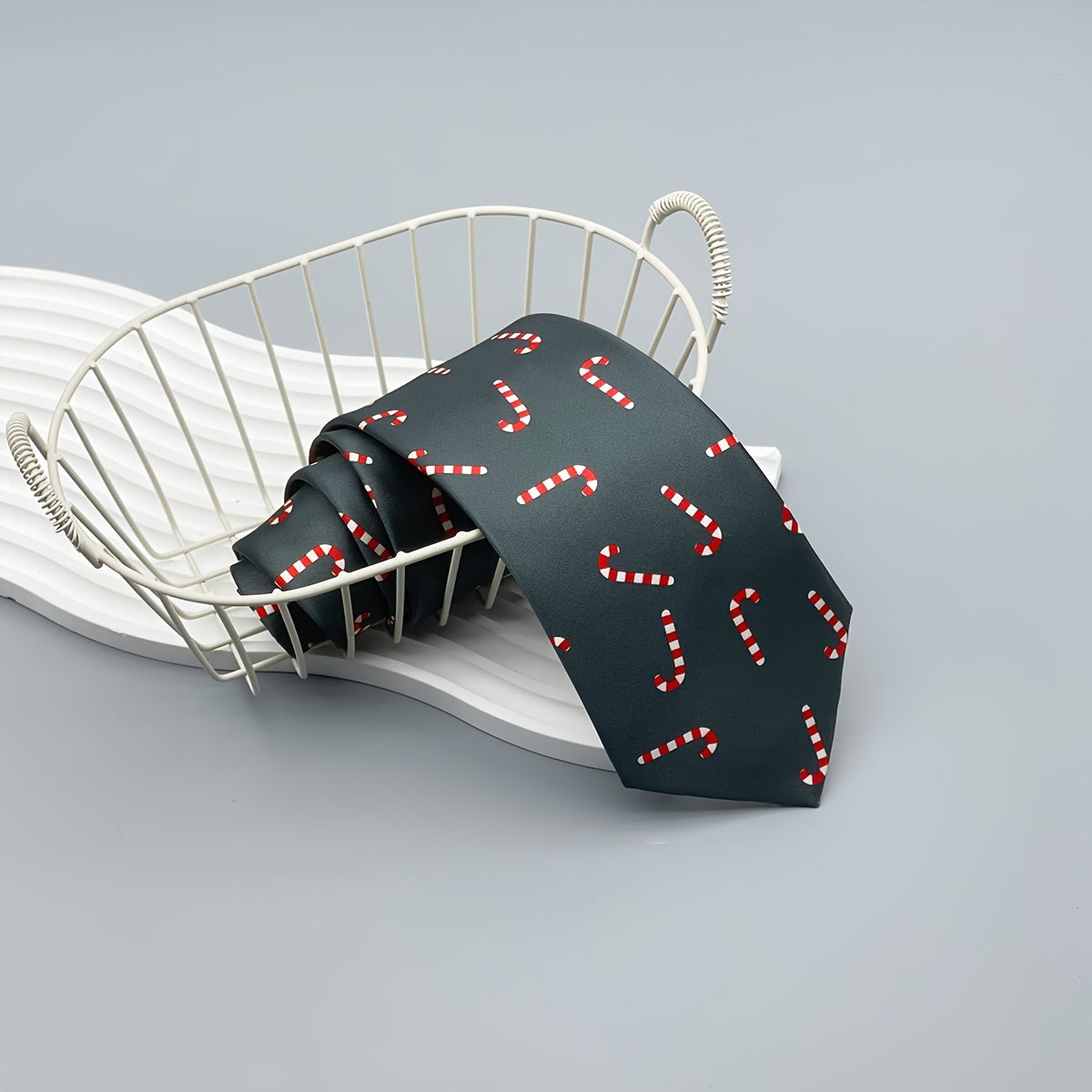 Men's Christmas Tie Woven Polyester with Santa Snowman and Tree Designs