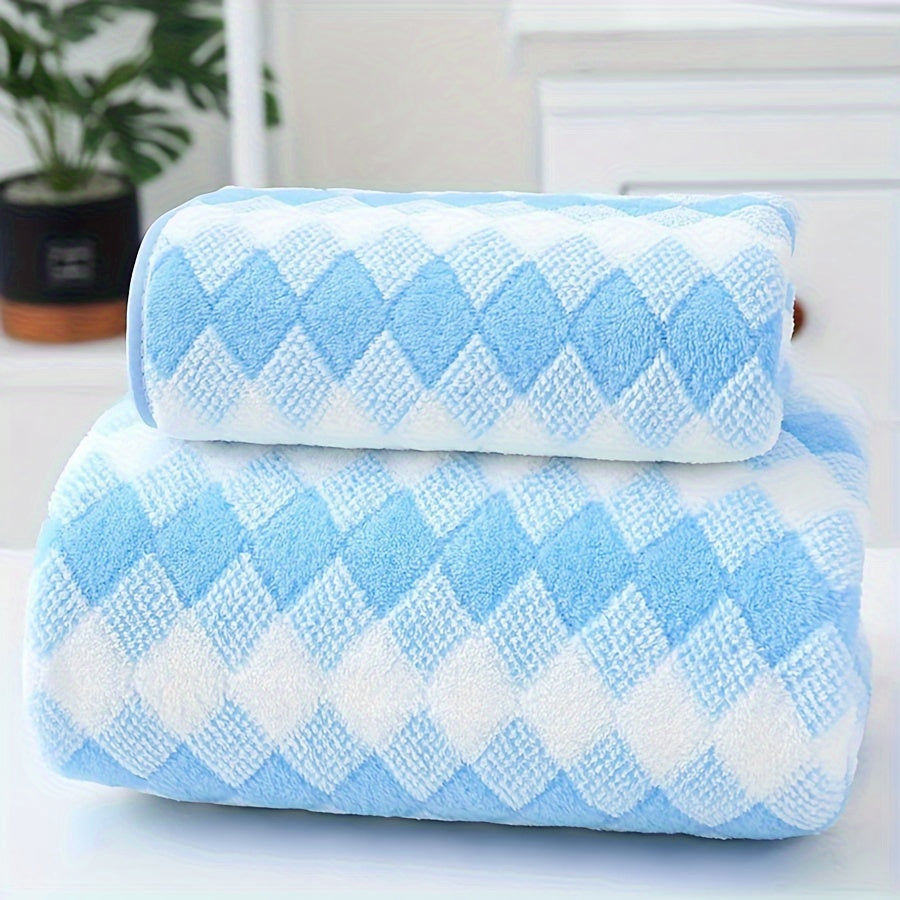 Lattice Cotton Towel Set with Hand and Bath Towels Quick-Drying Soft Skin-Friendly