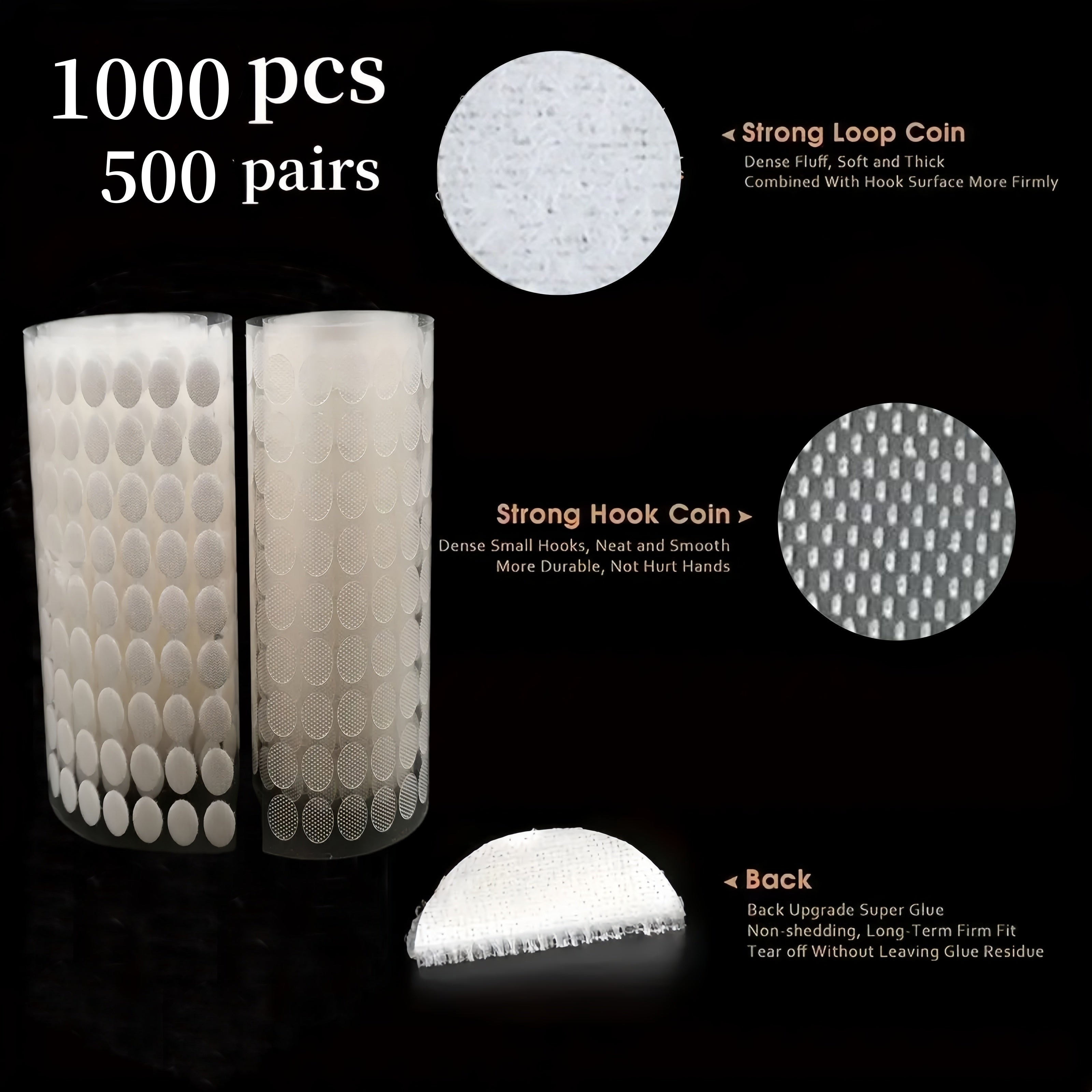 1000pcs 1cm Transparent Nylon Self-Adhesive Hook Rings for DIY Home Office Classroom