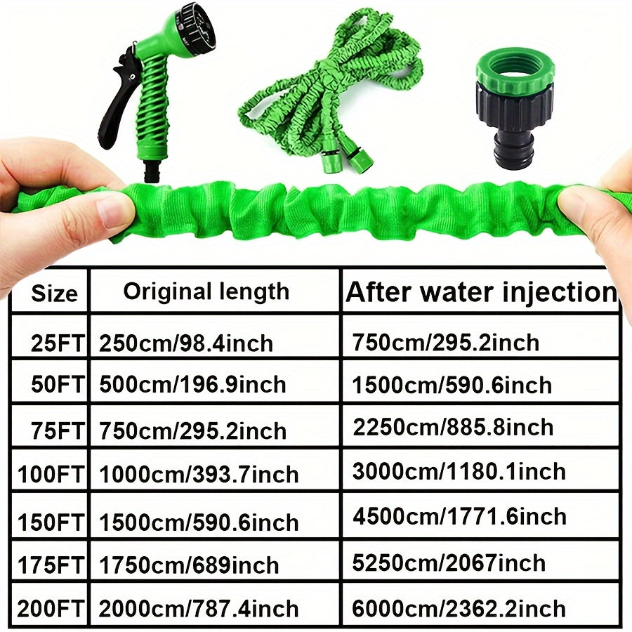 Expandable Garden Hose 7.62m-30.48m with High-Pressure Spray Gun 7 Modes