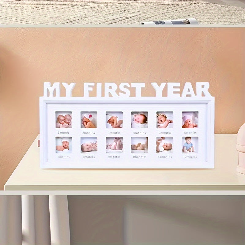 Baby Milestone Photo Frame for First Year Wall and Table Decor