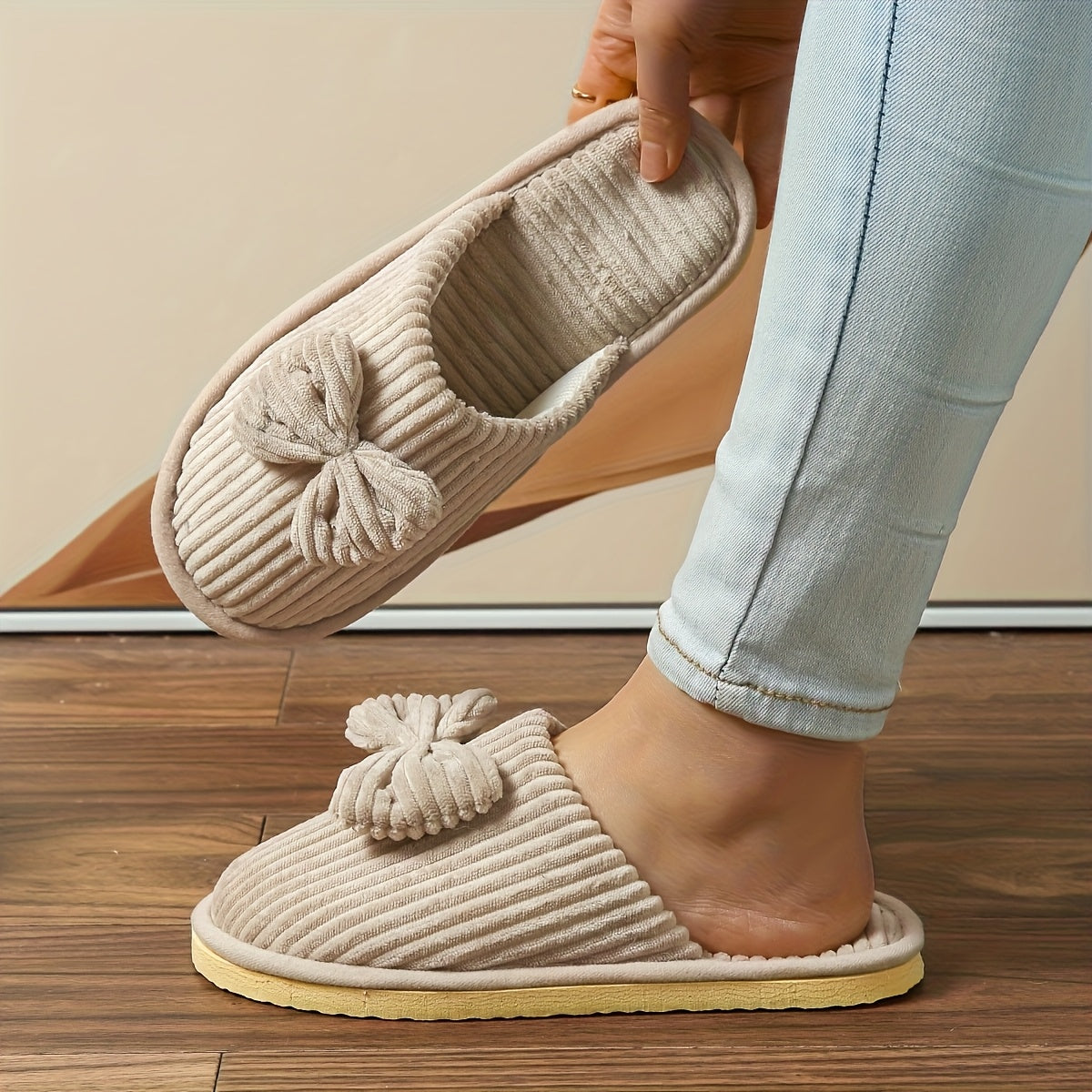 Women's Slip-On Casual Striped House Slippers EVA Sole Non-Slip