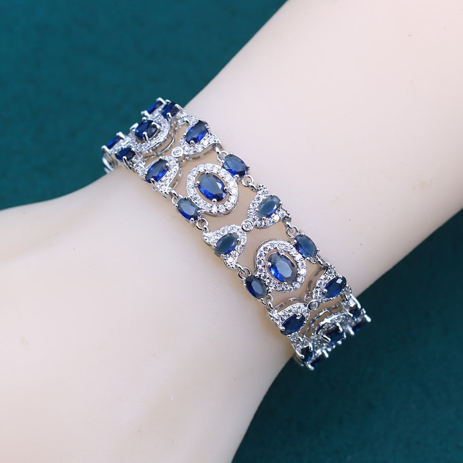 White Gold Plated Copper Bracelet Vintage Zirconia Adjustable Wedding Jewelry