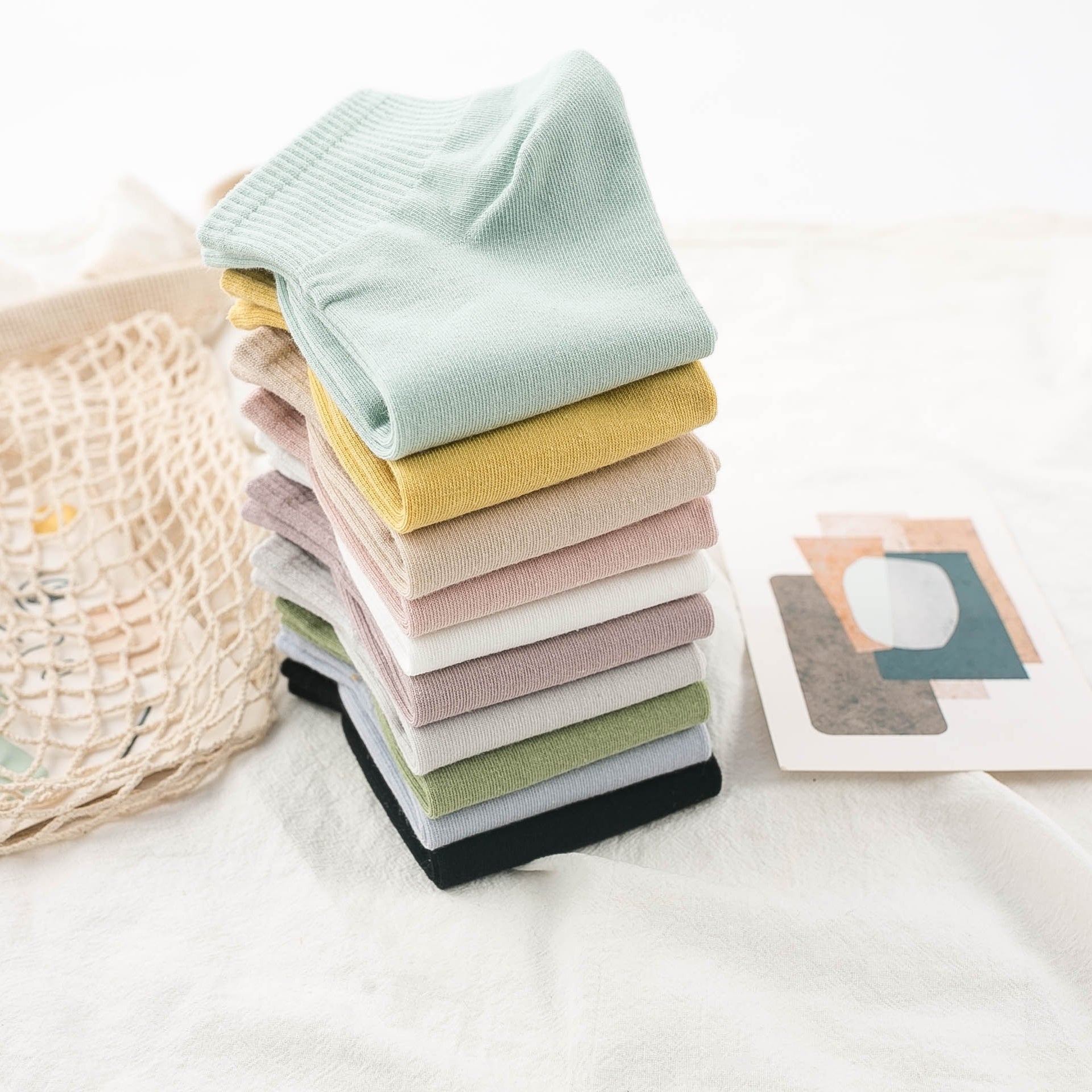 Women’s Crew Socks 10 Pairs Solid Color Comfortable Knit Polyester Spandex