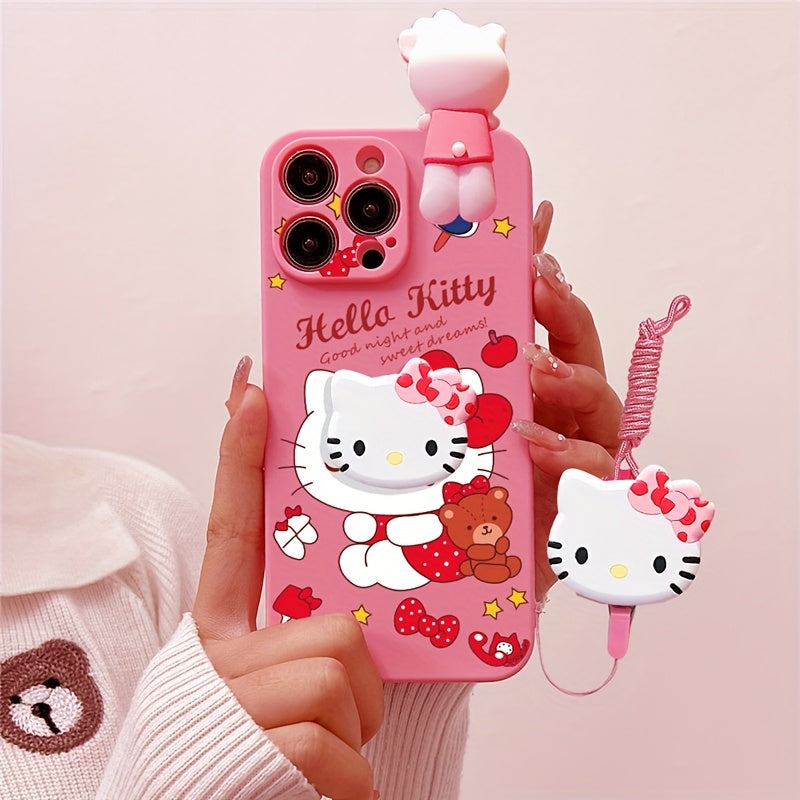 Cartoon Phone Case with Stand for iPhone TPU Soft Cover Fashionable and Cute