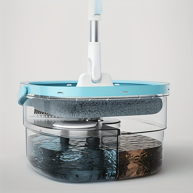 Uyda aylanuvchi mopu va chelak to'plami, 4 ta mato bilan - changni olib tashlash uchun qo'l bilan yuviladigan mop, quruq va nam foydalanish uchun, yog'och pollarga, plitalarga, marmarga, uy, oshxona, hammom uchun ideal - tozalash materiallari va asboblari