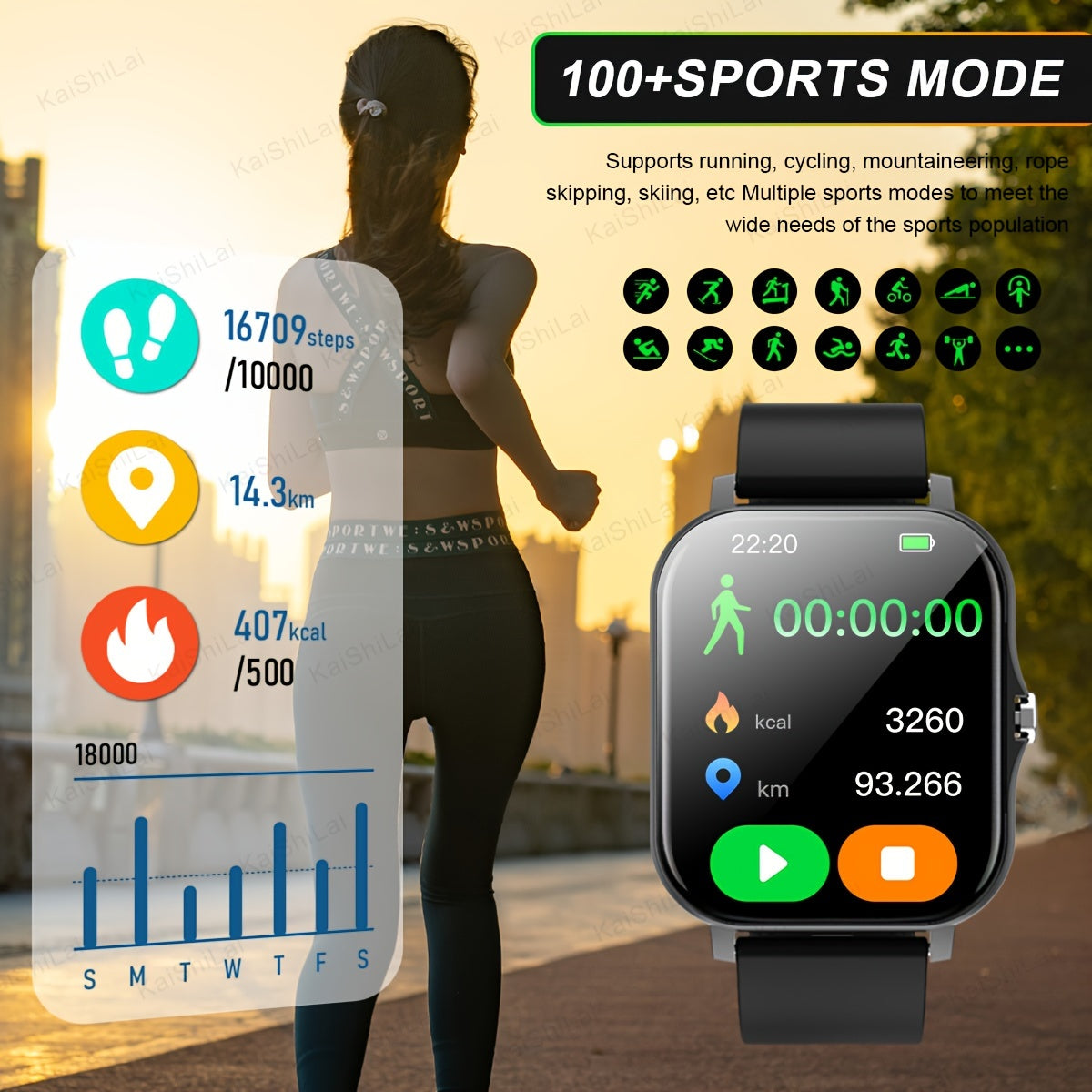 2024 Smartwatch with 4.65cm Touch Screen Sports Tracker Call Function Step Counter Compatible with iPhone Android