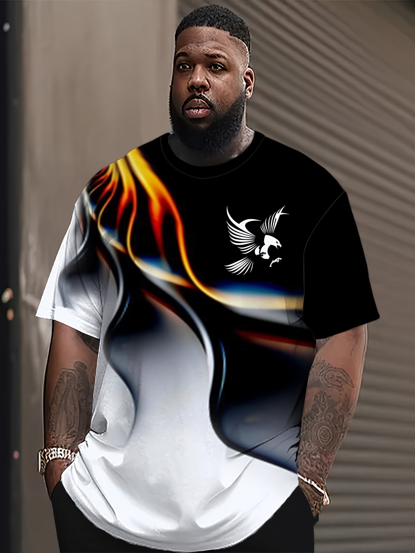 Мужская футболка с коротким рукавом, градиентный 3D-принт, полиэстер спандекс, увеличенный размер, повседневная спортивная