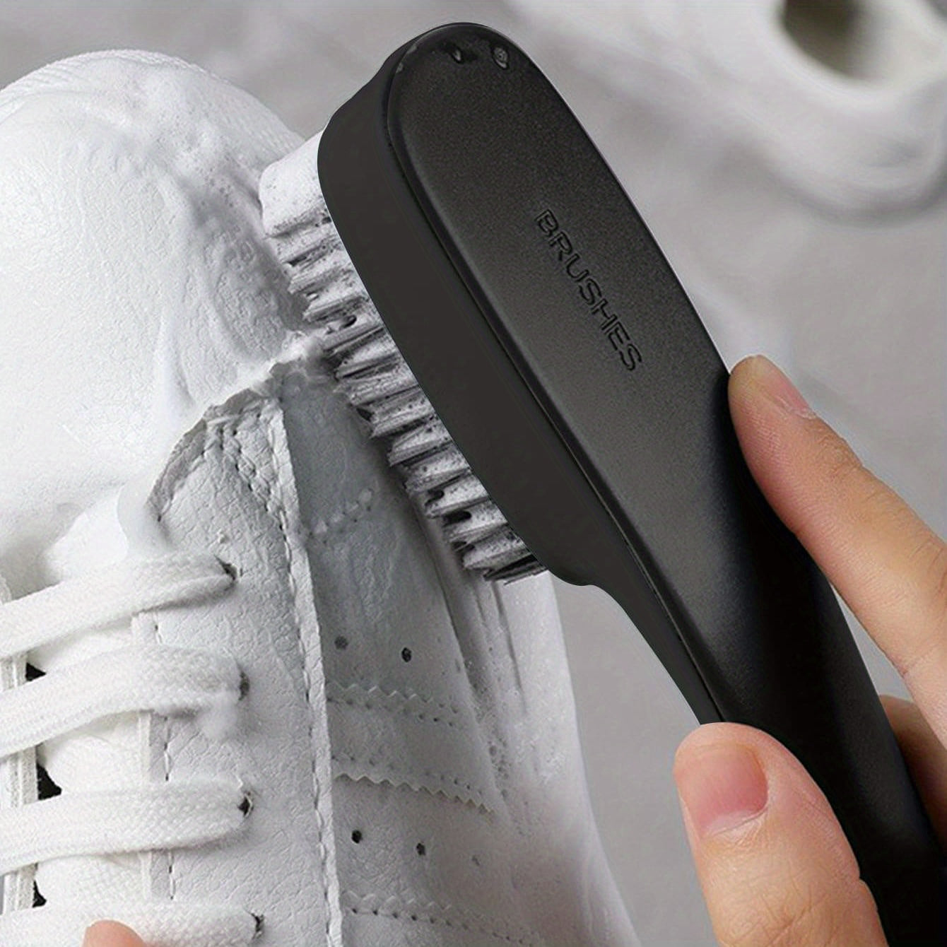 Unisex Soft Bristle Long-Handle Shoe and Clothing Cleaning Brush Black