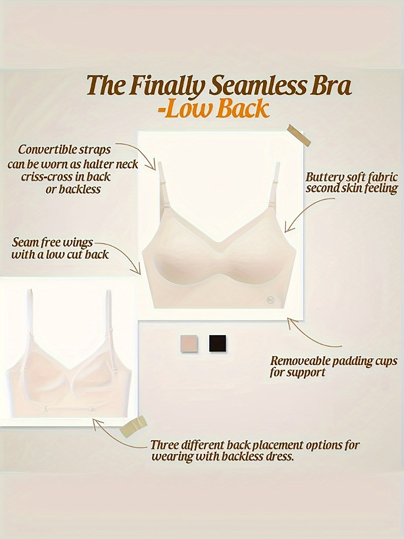 Women's Seamless Wireless Cami Bra with Push-Up Support Lingerie