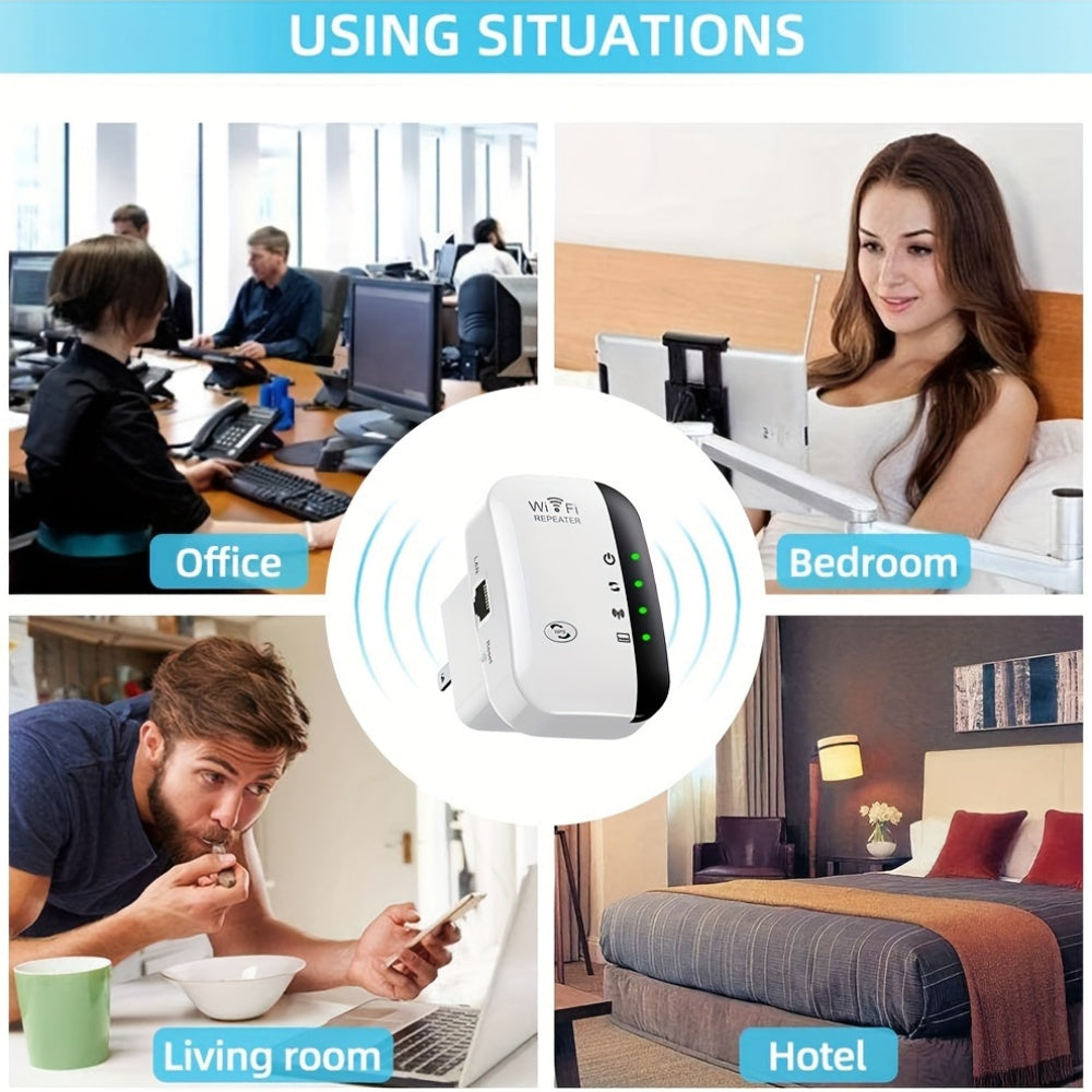 WiFi Extender Boosts Signal to 300Mbps Covers 5000 Sq Ft Ethernet Port Easy Setup Alexa Compatible EU Plug