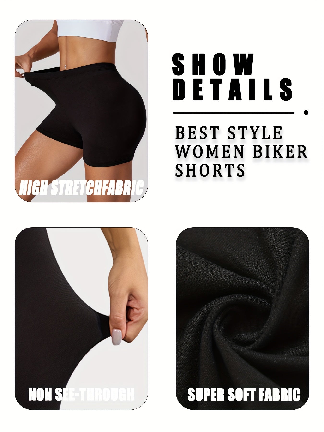 Women Plus Size Biker Shorts Soft Tummy Control Athletic Workout Yoga 5 Pack