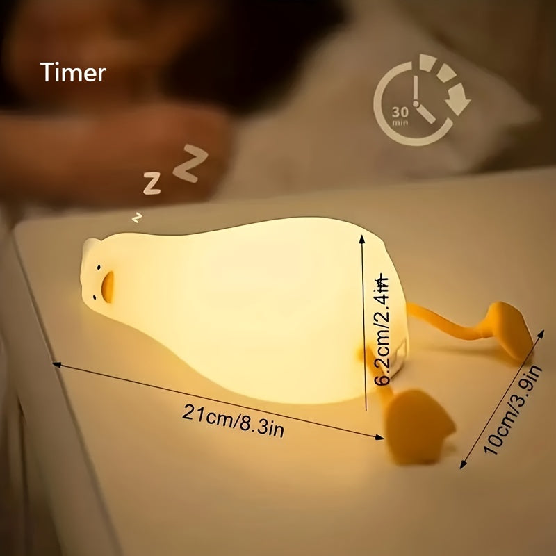 Luz nocturna de pato de silicona con control táctil regulable para mesita de noche y ambiente en el dormitorio