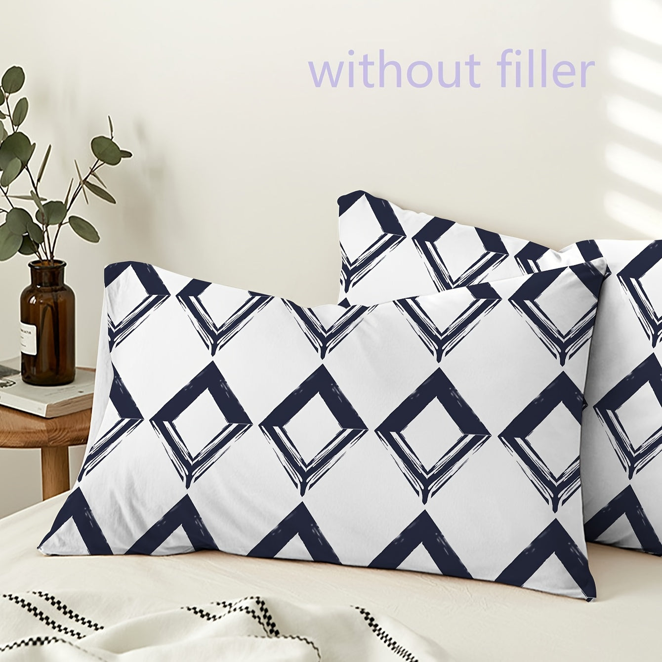 Two Soft Breathable Pillowcases Geometric Print Polyester Envelope Closure