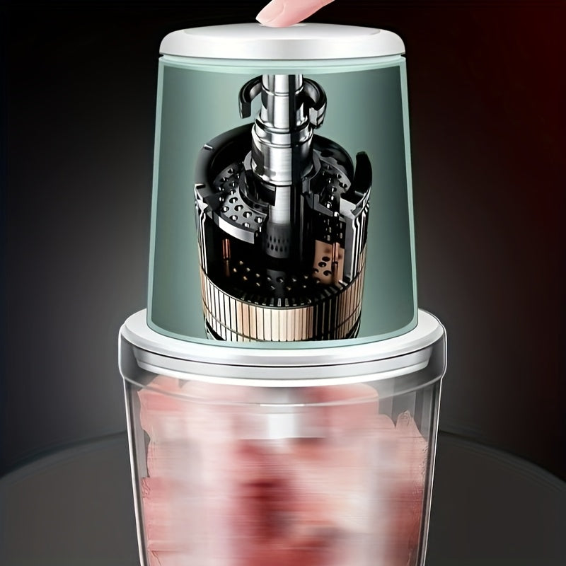 Molino de carne eléctrico con cuchillas de acero inoxidable, capacidad de 2L para carne, verduras, frutas, nueces, carga USB, 148W, 8 tazas