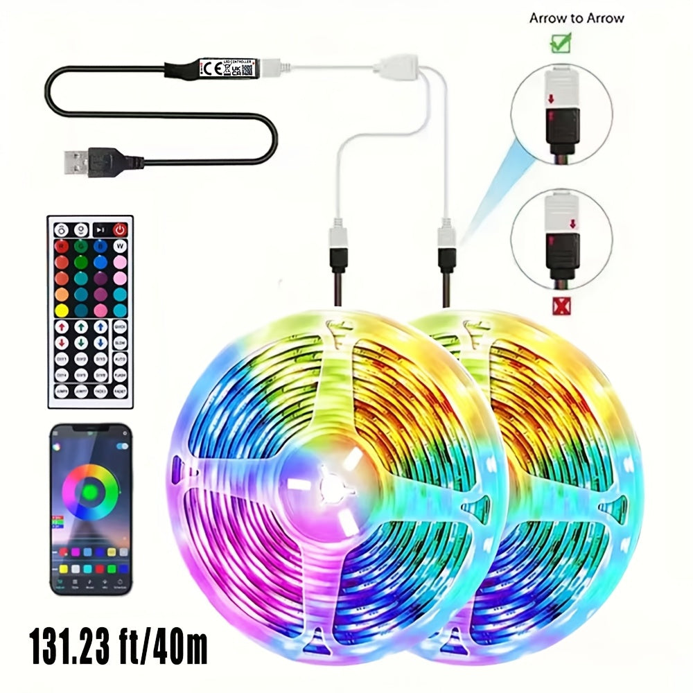 RGB LED chiroqlar chizig'i 91cm dan 29.87m gacha USB rang o'zgartirish masofadan boshqarish ilovasi bilan