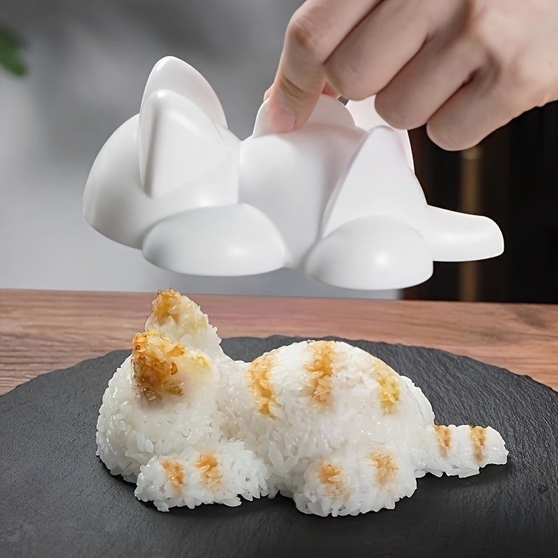 Cat-Shaped Rice Ball Molds Set for Sushi Nori Rolls 200g Capacity