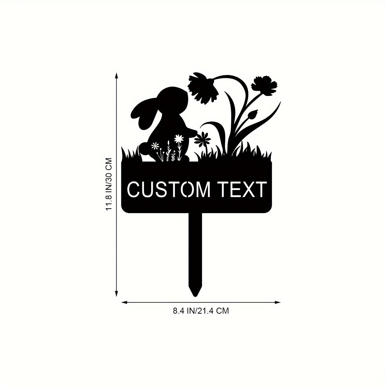 Black Metal Rabbit Garden Stake Outdoor Memorial Marker Sturdy Decorative