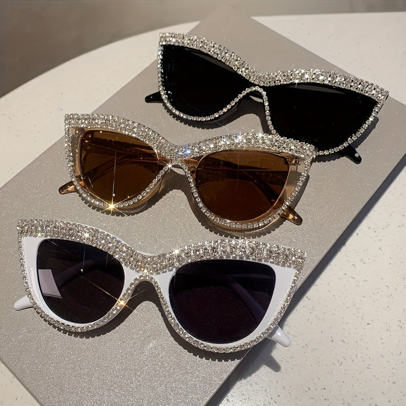 Gafas de ojo de gato para mujer con decoración de rhinestones, gafas de moda coloridas para fiesta