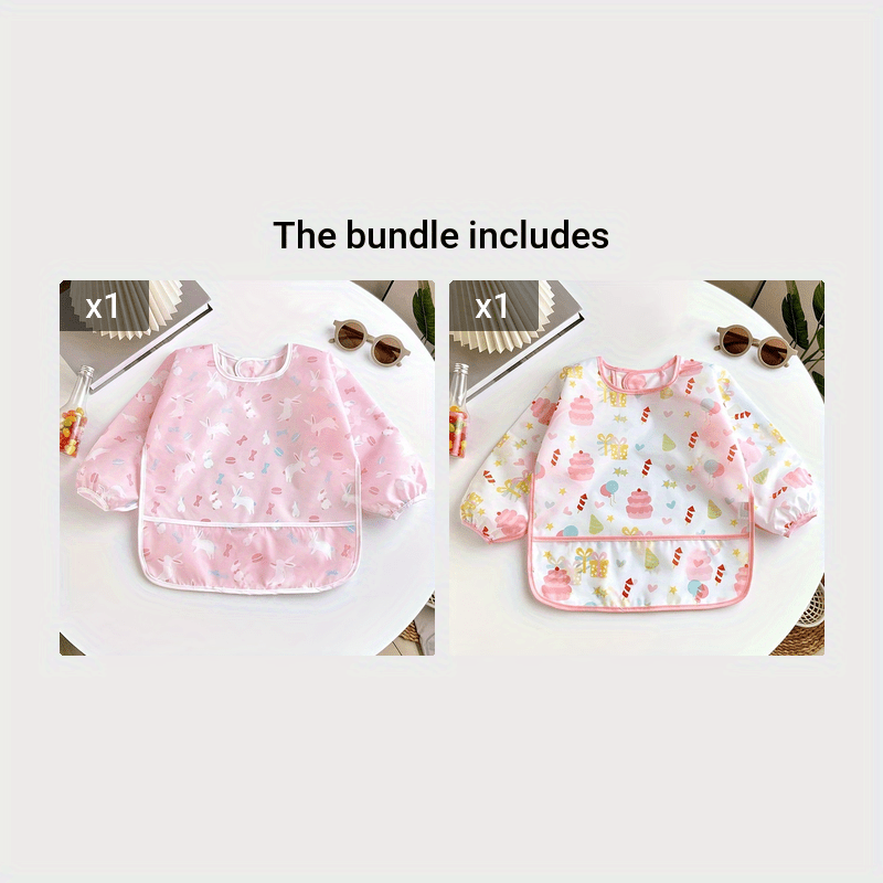 Children's Waterproof Stain-Resistant Cartoon Mealtime Clothing for Boys and Girls